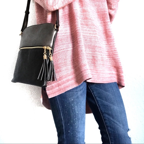 NWT Vegan Leather Color Blocked Crossbody Purse - Picture 2 of 7